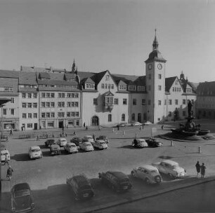Freiberg. Blick auf den Obermarkt mit Rathaus