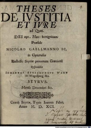 Theses De Ivstitia Et Ivre