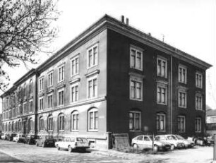 Dresden-Friedrichstadt, Christian-Beham-Platz 7. Verwaltungsgebäude (um 1880/1890). Eckansicht