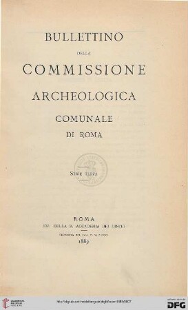 17: Bullettino della Commissione Archeologica Comunale di Roma