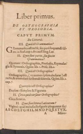 Liber Primus. De Orthographia Et Prosodia.