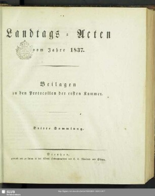 1836/37,3: Landtags-Acten / Beilagen zu den Protocollen der 1. Kammer