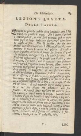 Lezione Quarta. Della Tavola