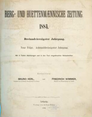 Berg- und hüttenmännische Zeitung, N.F. 38 = 43. 1884