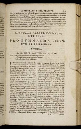 Miscella Progymnasmata, Sive Chaos. Progymnasma Secundum Et Tricesimum. - Progymnasma Quintum Et Quadragesimum.