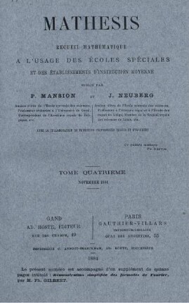 TOME QUARTIÈME. NOVEMBRE 1884.