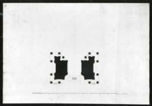 Entwurf für einen Triumphbogen (?) : Entwurf für einen Triumphbogen (?). Grundriß. Blatt 22. Feder, Tusche, laviert; 35,4 x 50,3 cm (Blattgröße). Aus: Plans et elevations des differentes maisons et batiments, 1750. Verwalter: Sächsische Landesbibliothek - Staats- und Universitätsbibliothek Dresden (SLUB) Archit.269