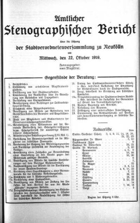 22. Oktober 1919