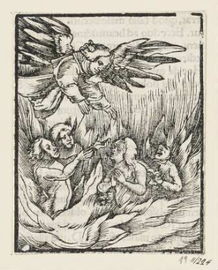 Befreiung der Seele aus dem Fegefeuer, aus: Johann Eck, "Quintae partis Iohan Eckii in Lutherum et alios", Augsburg 1534, S. 221 verso