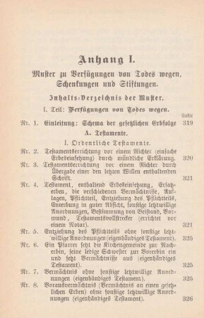Anhang I. Muster zu Verfügungen von Todes wegen, Schenkungen und Stiftungen
