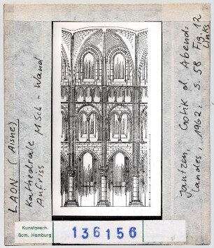Laon: Kathedrale, Aufriss der Mittelschiffswand