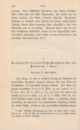 512-552 Die Zeugnisse der vorexilischen Propheten über den Pentateuch : I. Amos