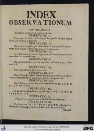 Index Observationum.