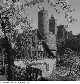 Bautzen. Alte Wasserkunst und Michaeliskirche, Ansicht von Süden