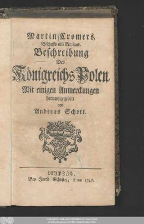 Martin Cromers, Bischoffs von Ermland, Beschreibung Des Königreichs Polen