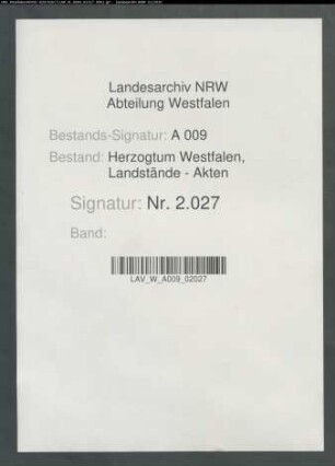 Kopfschatzungsliste des Gerichts Bödefeld