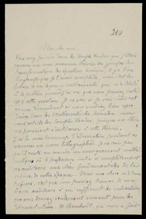 Nr. 7: Brief von Emile Picard an Felix Klein, Paris