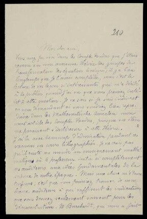 Nr. 7: Brief von Emile Picard an Felix Klein, Paris