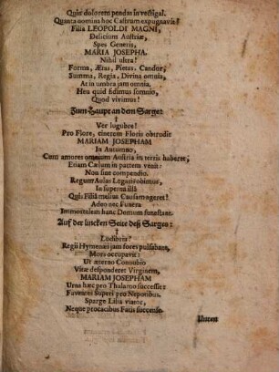 Relation von denen solennen Exequien der Durchlauchten Ertz-Herzogin von Oesterreich Mariae Josephae