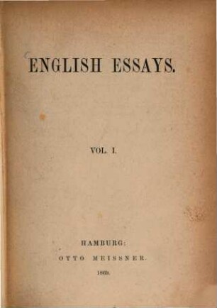 English Essays, I