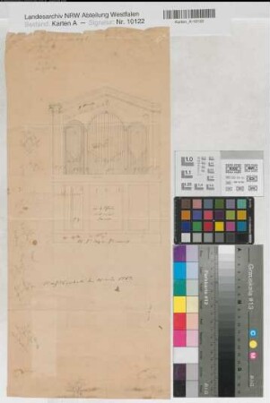 Honrath (Lohmar) Orgelprospekt 1863 11 Fuß 9 Zoll = 14,6 cm 49,5 x 22 Zeichnung Nachlaß Roetzel Nr. 229