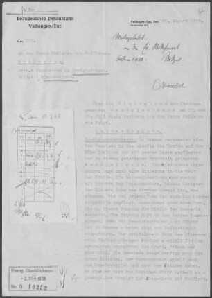 Großglattbach: Visitationsbericht mit Pfarrbericht 1958