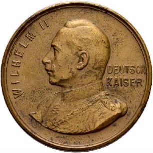Medaille aus dem Ersten Weltkrieg mit Darstellung eines germanischen Kriegers und Kaiser Wilhelms II, 1914 , 1914
