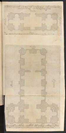 Salomonischer Tempel. Grundrisse : Vestigium secundum etc. & Vestigium tertium etc. (Tempelanlage Salomonis in Jerusalem) Tafel II & III. aus: Villalpando, Juan Baptista: De postrema Ezechielis Prophetae visione Ioannis Baptistae Villalpandi Cordvbensis ... Romae: typis Illefonsi Ciacconij excudebat Carolus Vulliettus, 1604. Dresden: SLUB 1.C.7-2,2