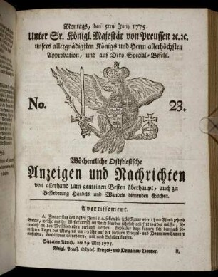 No. 23. Montags, den 5ten Juny 1775