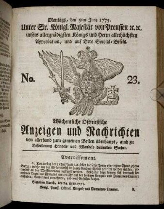 No. 23. Montags, den 5ten Juny 1775