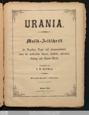 61.1904: Urania : Musik-Zeitschrift für Orgelbau, Orgel- und Harmoniumspiel ; Organ für Orgelbauer, Organisten, Kantoren und Freunde der Tonkunst