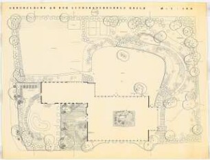 Grünflächen an der Liebfrauenschule, Köln: Lageplan mit Gartenplan 1:100