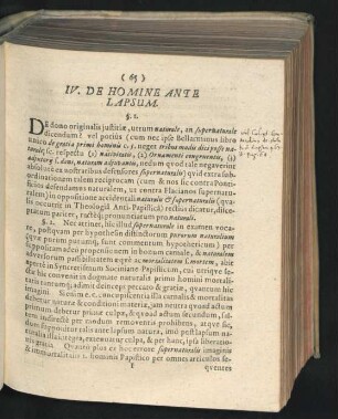 IV. De Homine Ante Lapsum.