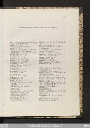 Index der Sprachen, Autorennamen und Abkürzungen