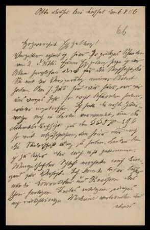 66: Brief von Max Greiff an Gottlieb Planck, Alte [...] bei Kassel, 6.8.1906