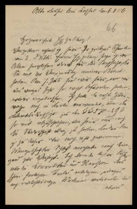 66: Brief von Max Greiff an Gottlieb Planck, Alte [...] bei Kassel, 6.8.1906