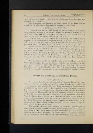 Versuche zur Erläuterung photochemischer Prozesse.