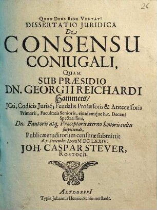 Dissertatio iuridica de consensu coniugali