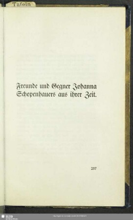 Freunde und Gegner Johanna Schopenhauers aus ihrer Zeit
