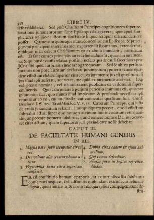 Caput III. De Facultate Humani Generis In Res.