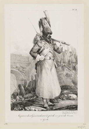 Sapeur des grenadiers à pied, en grande tenue, Blatt 18 der Folge "Kostüme der Kaisergarde"