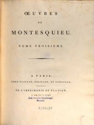 Oeuvres De Montesquieu. 3