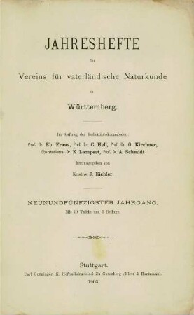 Bd. 59, 1903: Jahreshefte des Vereins für Vaterländische Naturkunde in Württemberg : zugl. Jahrbuch d. Staatlichen Museums für Naturkunde in Stuttgart