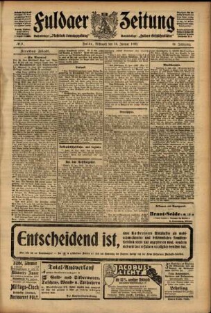 Zweite Ausgabe vom Mittwoch, den 13. Januar 1909.