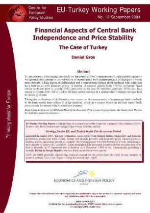 Financial Aspects of Central Bank Independence and Price Stability - The Case of Turkey