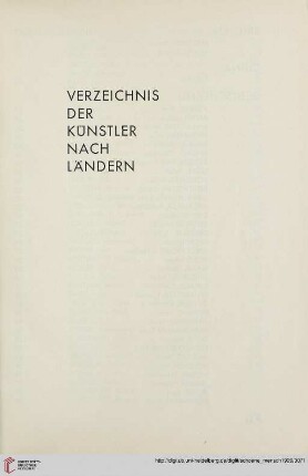 Verzeichnis der Künstler nach Ländern