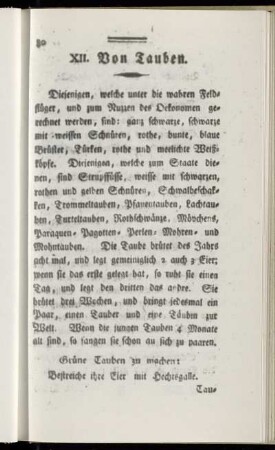 XII. Von Tauben.