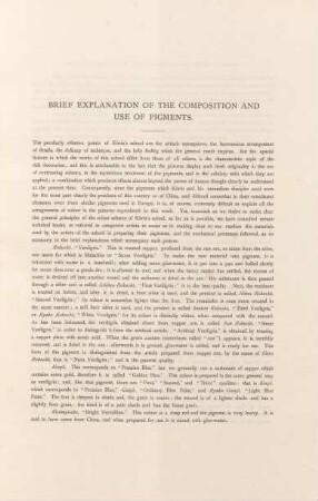Brief explanation of the composition and use of pigments