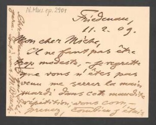 Briefkarte an Paul Miche : 11.02.1908