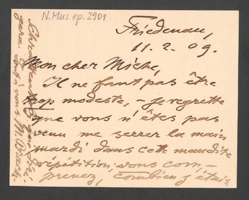 Briefkarte an Paul Miche : 11.02.1908